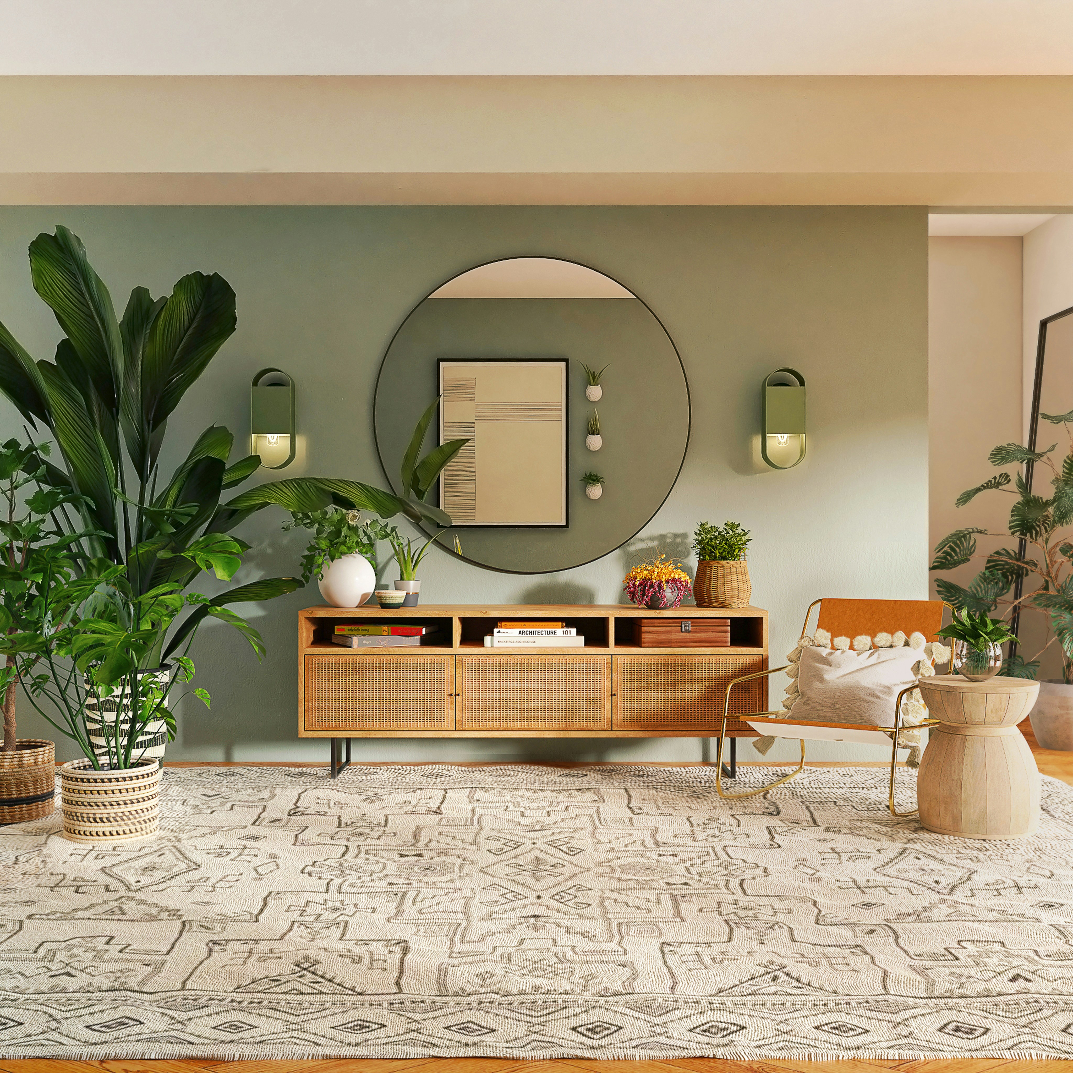 Houseplant in a warm home interior
